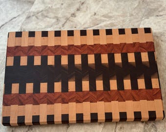 End Grain Cutting Board | Handmade Cutting Board | Maple, Walnut, and Rosewood Cutting Board