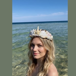 Handmade Seashell Crown – Mermaid Tiara – Beach Festival Headband with Starfish