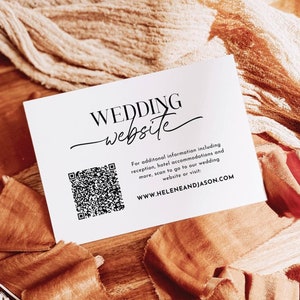 QR Code Wedding Website Card Template, Minimalist Wedding Insert, Wedding Website Card, Editable Invitation Insert Card, Wedding Printable