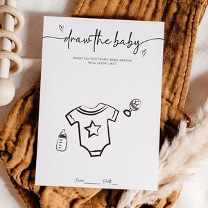 Baby Shower Game, Printable Baby Shower Game, Minimalist Draw The Baby Shower Games, Printable Baby Shower Game, Gender Neutral Game
