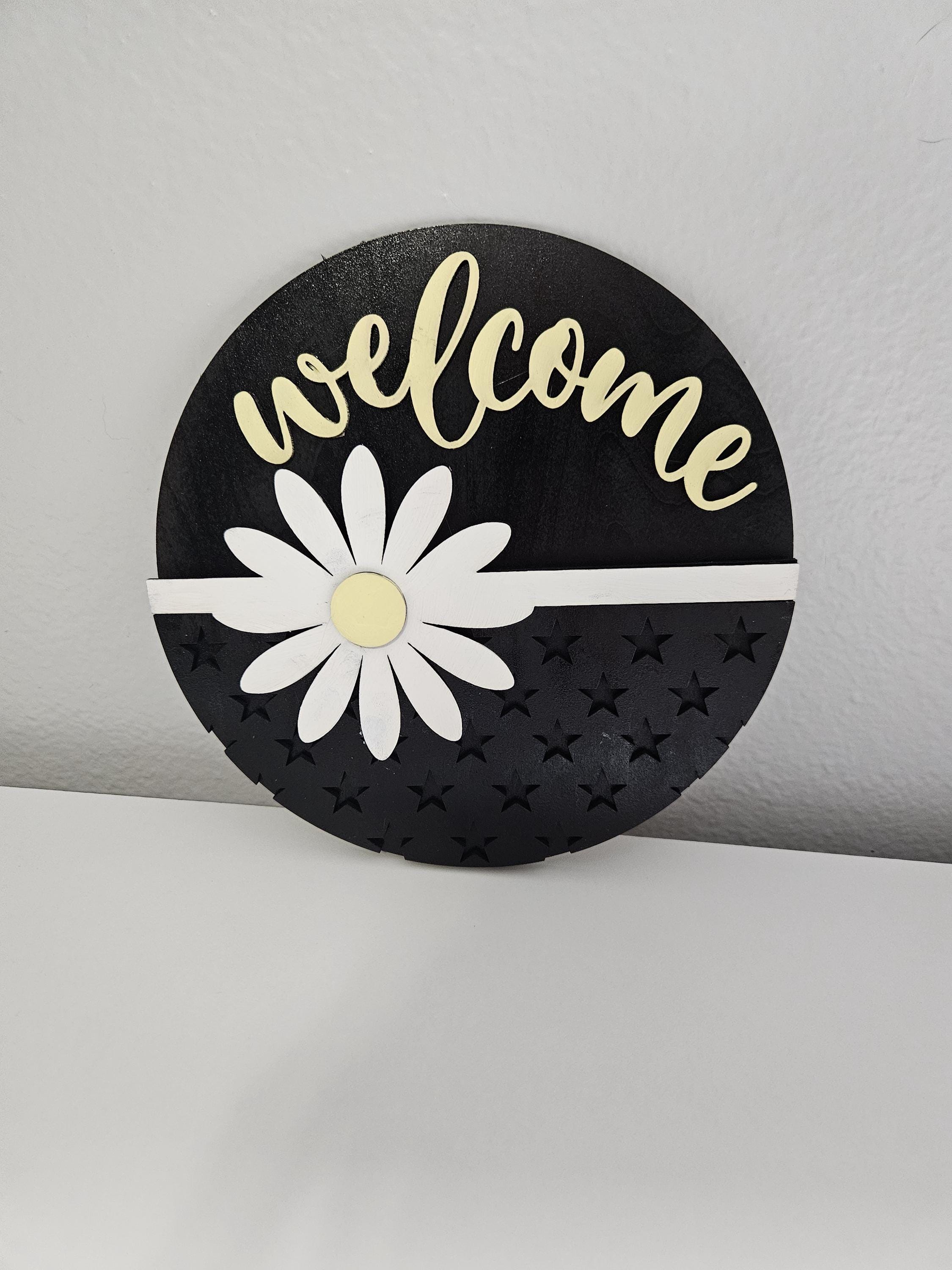 Welcome Daisy Door Sign - Etsy