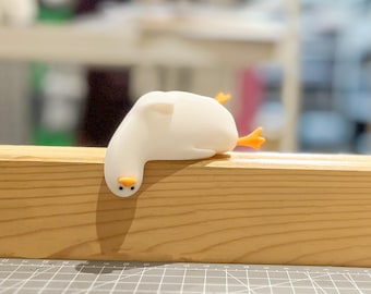 Funny Lying Duck Figurine | Kawaii Desk Decor
