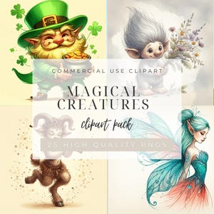 36 Magical Creatures, Fairies, Elf, Watercolor, Clipart, PNG, High Quality, Commercial Use, Digital Download, Paper Crafting, Junk Journal