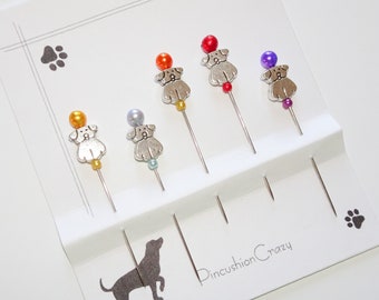 Decorative Dog Pins - Doggie Pins - Fancy Beaded Pins - Sewing Accessory - Gift for Sewer - Gift for Quilter - Novelty Pins - Dog Lovers