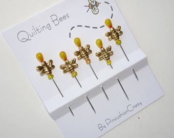 Quilting Bees Sewing Pins - Decorative Sewing Pins - Sewing Accessory - Bee Lovers - Honey Bee Stick Pins - Dress  up your Pincushion