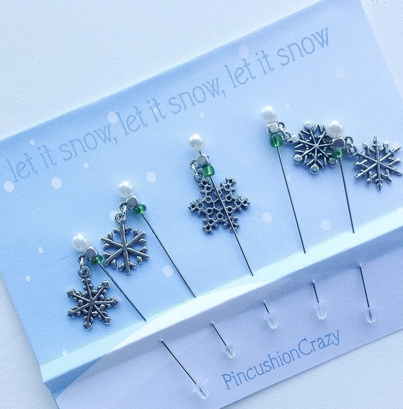 Decorative Sewing Pins Let It Snow Snowflake Winter Stick Pins Pincushion  Pins Embellishment Pins Quilter Gift Exchange 