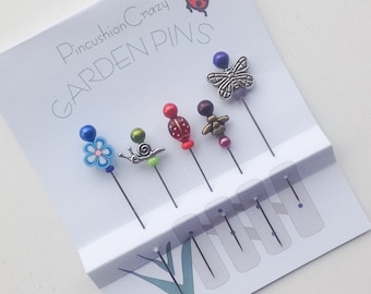 Garden Pins - Sewing Accessory - Gift for Quilter - Beaded Pins - Decorative Sewing Pins - Fancy Straight Pins - Pincushion Pins - Gardener