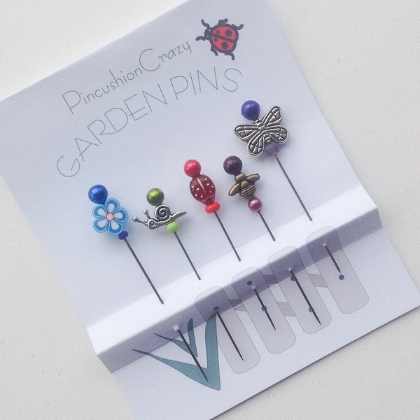 GartenNadeln - Nähzubehör - Geschenk für Quilter - Perlennadeln - Dekorative Nähnadeln - Fancy Straight Pins - Nadelkissen Pins - Gärtner