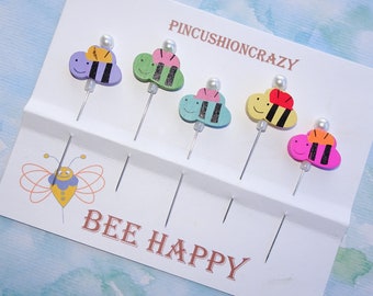 Bee Counting Pins - Gift for Quilter- Decorative Sewing Pins - Retreat Gift Exchange - Pincushion Pins - Girlfriend Gift - Bee Happy