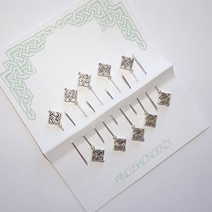 Celtic Knot Sewing Pins: Decorative Beaded Pins, Set of 10