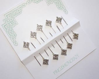 Celtic Knot Fancy Pins for Sewing, Cardmaking - Decorative Beaded Straight Pins - Counting Pins for Cross Stitching - Small Pins 1 1/2" long