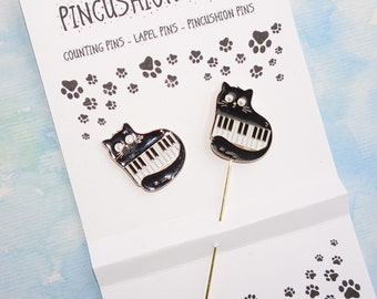 Piano Cat Counting Pin for Cross Stitch - Magnetic Needle Minder with Enamel Cat  Charm - Gift for Sewer - Dress up your Pincushion