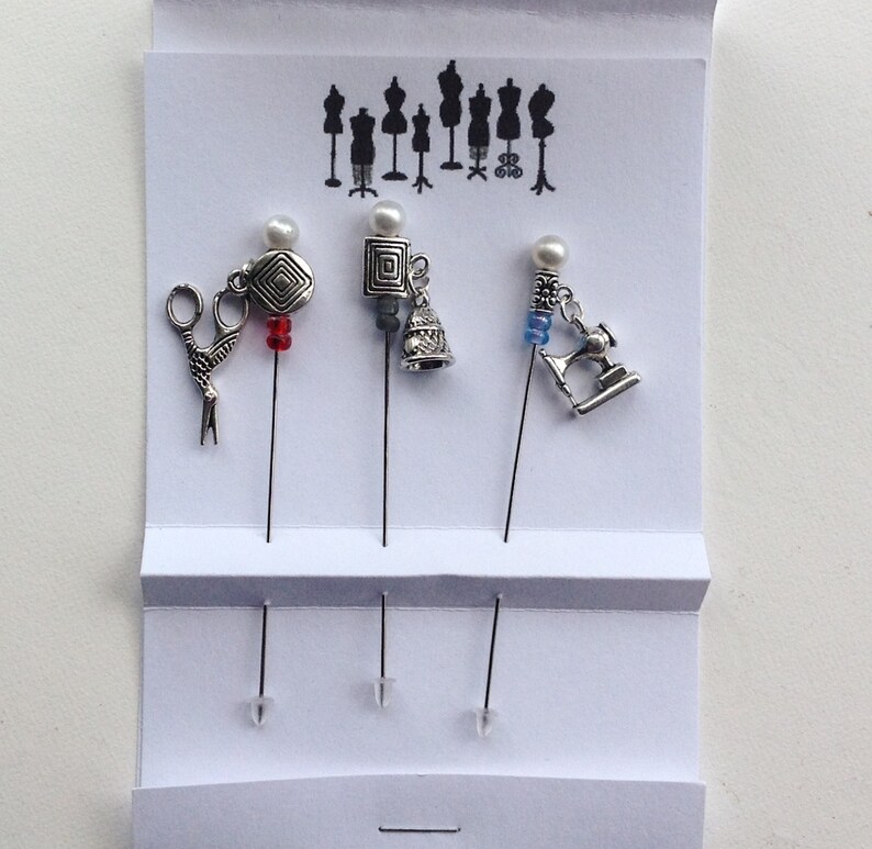 Sewing Themed Stick Pins Quilting Pins Scrapbooking Pins Cardmaking Pins Gift for Sewers Textile Themed Pins Special Packaging image 2