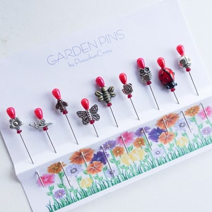 Garden Pins - Embellishment Pins - Decorative Pins - Gift for Quilter - Sewing Accessory - Pincushion Pals - Bee Pins - Flower Pins