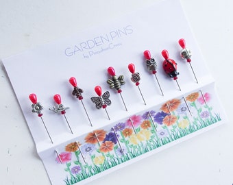 Garden Pins - Embellishment Pins - Decorative Pins - Gift for Quilter - Sewing Accessory - Pincushion Pals - Bee Pins - Flower Pins