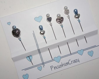 Herz-Pins - Valentinstag - Perlen Quilten Pins - Geschenk für Quilter - Nähen Zubehör - Pincushion Pins - Perlen gerade Pins - Herzen