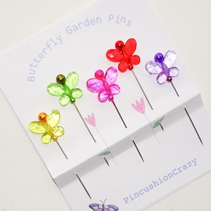 Butterfly Garden Pins - Fancy Sewing Pins - Gift for Quilter - Pincushion Pins - Sewing Accessory - Girlfriend Gift - Decorative Sewing Pins