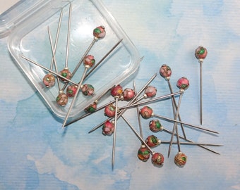 20 Decorative pins -  sewing, quilting lacemaking or cross stitch - Variety Pack - Cloisonné - Retreat Gift Exchange - Bulk Pins 1 1/2” long