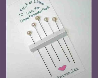 Freshwater Pearl Topped  Pins - Counting Pins - Simply Elegant - Genuine Pearls - Bridal Pins - Corsage  Pins - Wedding Accessory - 3" Long