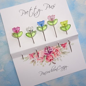 Pretty Tulip Pins for Sewing, Quilting, Stitching, Lacemaking or whatever Retreat Gift Exchange Pincushion Pins Sewing Gift image 1