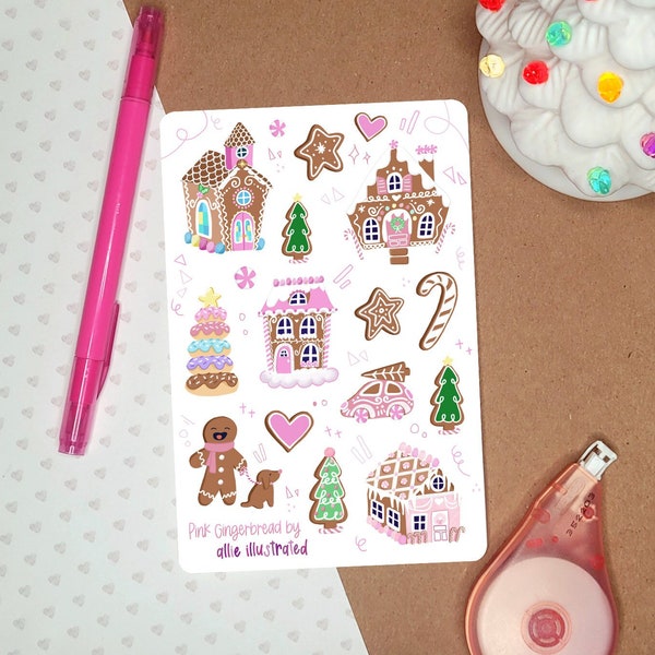 Sticker Sheet- Gingerbread, Bullet Journal Stickers, Holiday Sticker Sheet, Christmas Stickers, Baking Stickers, Gingerbread Stickers