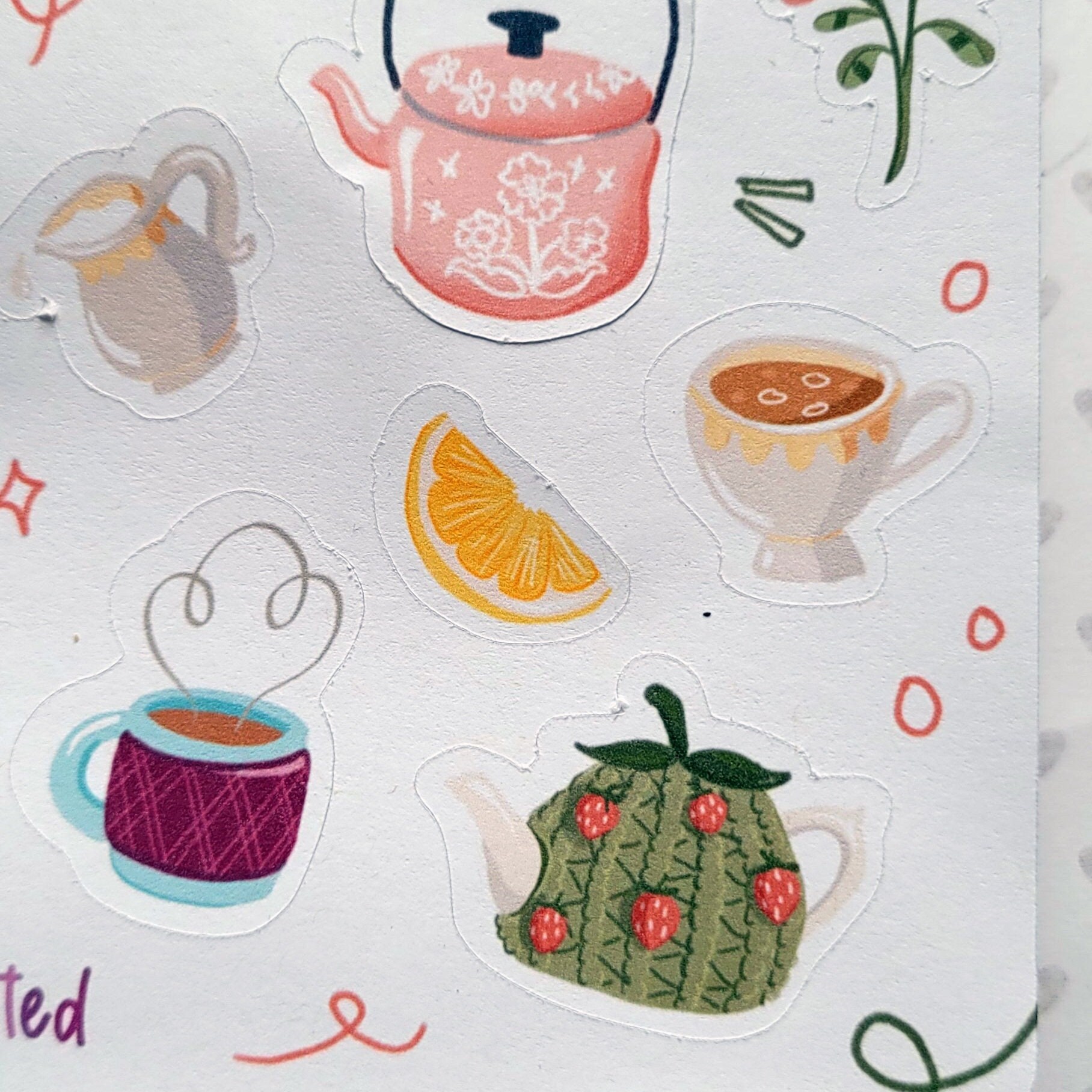 Tea Time Sticker Sheet, Cozy Planner Stickers - Etsy