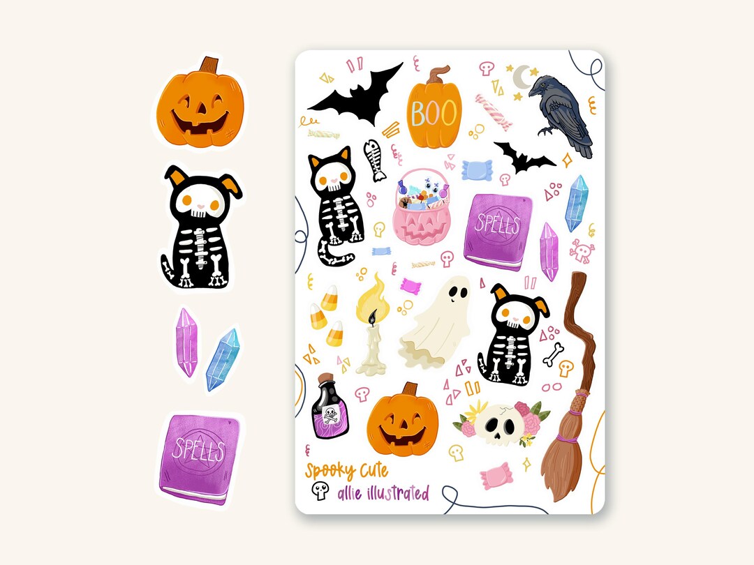 Spooky Halloween Sticker Sheet – Planner, Journal Stickers - Etsy