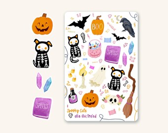 Spooky Halloween Sticker Sheet – Planner, Journal Stickers