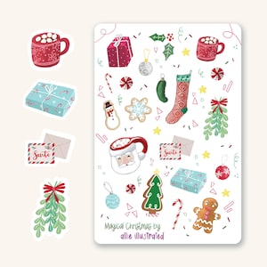 Magical Christmas Sticker Sheet, christmas stickers, holiday planner stickers, winter stickers, Christmas journaling, holiday journaling