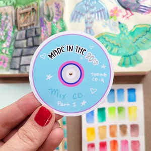 Made in the 90s, Mix Cd Sticker, Laptop Sticker, Water Bottle Sticker, Gift for Millennial, Retro Sticker, 90s Sticker