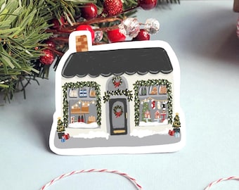 Christmas Shop Sticker, Holiday Laptop Decal