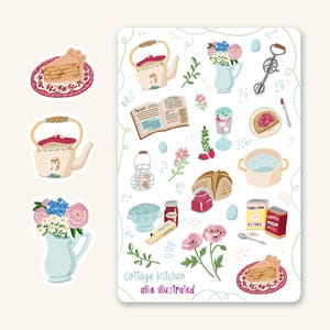 Cottage Kitchen Sticker Sheet, bullet journal stickers, planner stickers, cottagecore stickers,