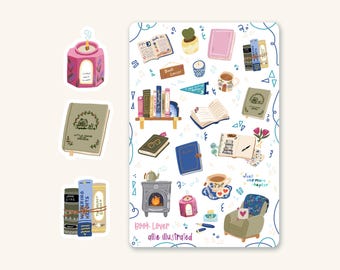 Book Lover Sticker Sheet, Bullet Journal Stickers, Planner Stickers, Book Stickers, Bookish, Journal Sticker Sheet, Book Sticker Sheet