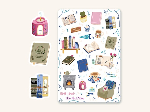 Book Lover Sticker Sheet, Bullet Journal Stickers, Planner Stickers, Book Stickers, Bookish, Journal Sticker Sheet, Book Sticker Sheet