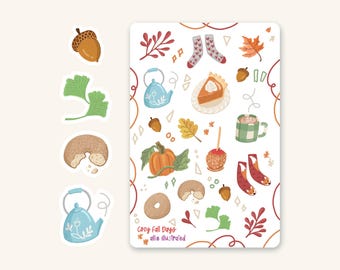 Cozy Fall Days Sticker Sheet, Fall Planner Stickers