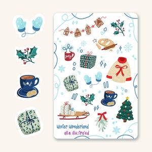 Winter Wonderland Sticker Sheet, christmas sticker sheet, holiday planner stickers, christmas journaling, holiday sticker sheet