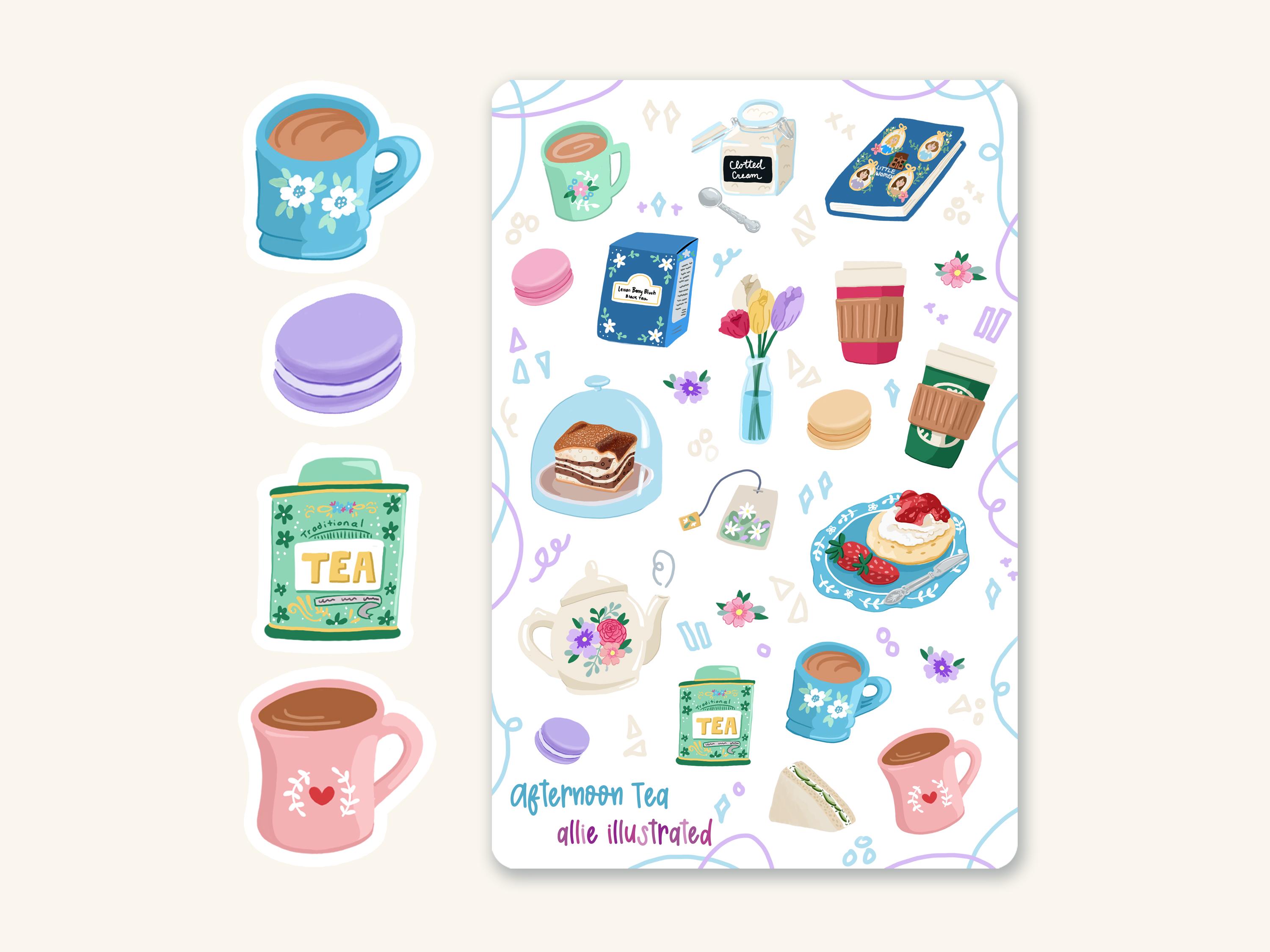 Afternoon Tea Sticker Sheet, Bullet Journal Stickers, Planner Stickers ...