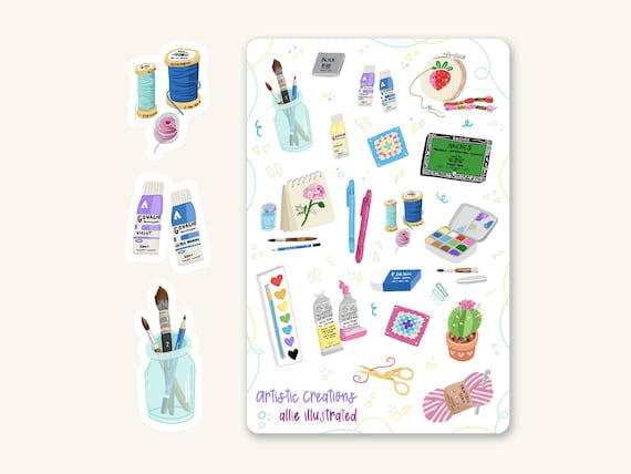 Arts and Crafts Sticker Sheet, Bullet Journal and Planner Stickers