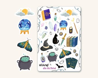 Witchcraft Sticker Sheet, Planner Stickers, Witchy Stickers