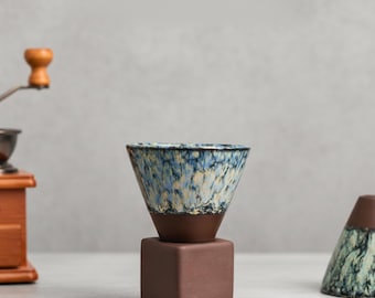 Japoński kubek do kawy bez uchwytów: ręcznie robiony ceramiczny kubek do kawy, kamionka wabi-sabi, kubek w stylu vintage