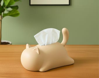 Pokrowiec na chusteczki z motywem kota: Kawaii japoński ceramiczny pojemnik na serwetki, słodka dekoracja z motywem kota na stolik kawowy, do salonu, sypialni, prezent dla miłośników kotów