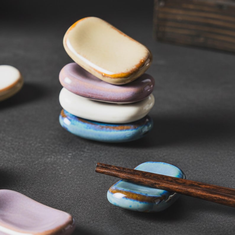 Japanese Ceramic Chopstick Holder Set – Glazed Pottery Chopstick Rests ...