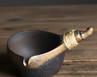 Tea Cooling Bowl: Japanese Yuzamashi Ceramic Pouring Bowl, Wabi Sabi Gongfu Tea Accessory