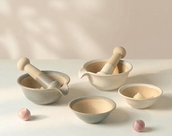 Mortar and Pestle Set: Japanese Suribachi, Ceramic Grinding Bowl, Herb Grinder, Minimalist Kitchen Tool, Wabi Sabi Kitchen Decor