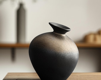 Small Wabi Sabi Vase: Japanese Ikebana Ceramic Vase for Dried Flowers, Rustic Japandi Home Decor