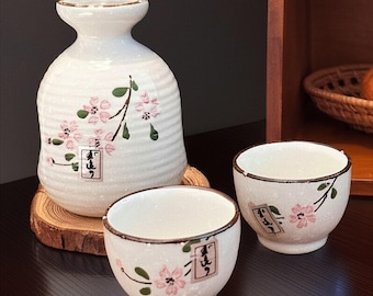 Ceramic Japanese Sake Set, 1 Tokkuri Bottle (10 Oz) and 4 Ochoko