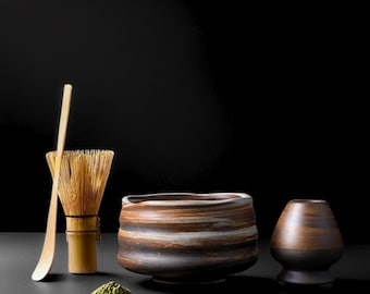 Japanese Ceramic Matcha Bowl Set: Tea Ceremony Kit