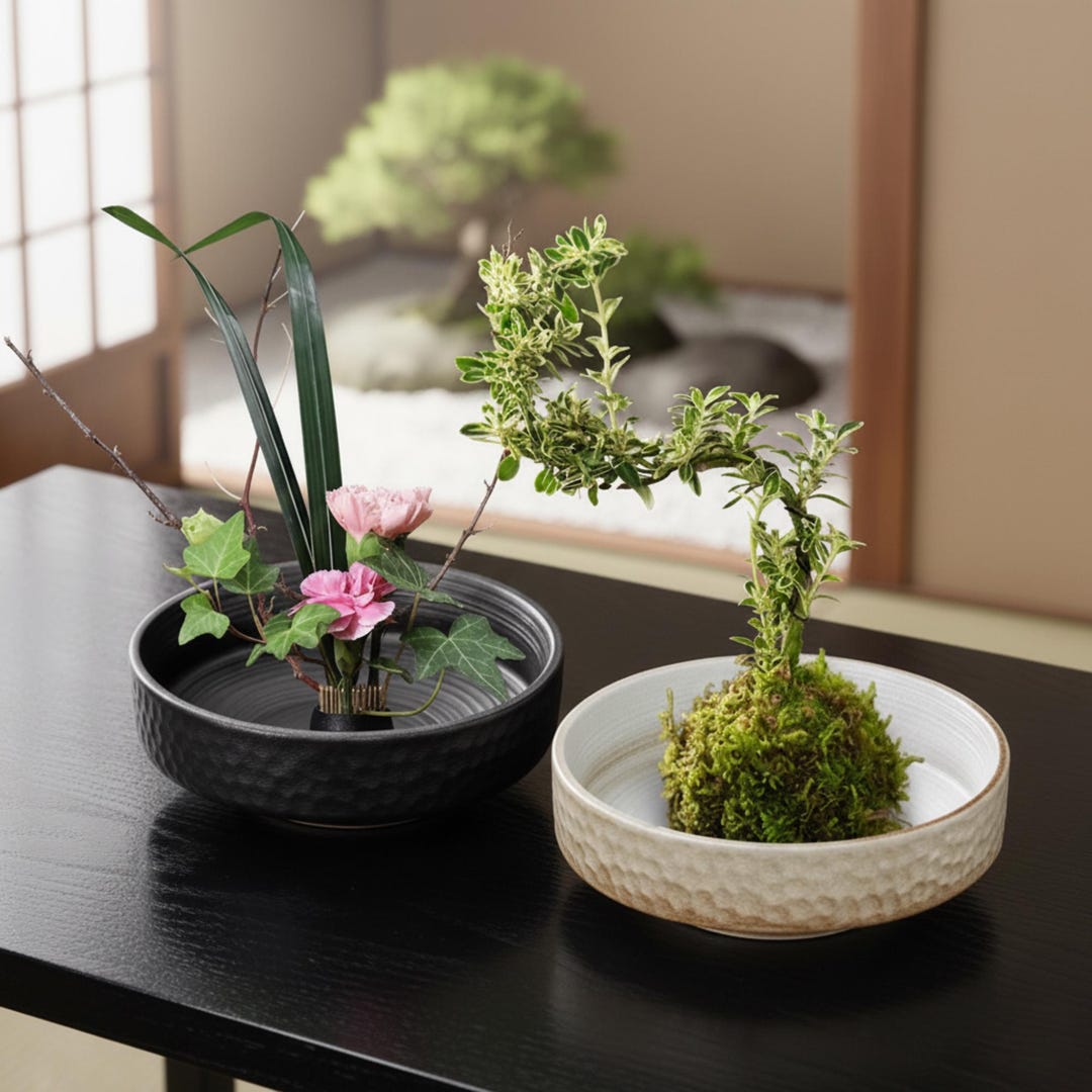 Ikebana Vase Ceramic: Japanese Black & White Flower Arrangement Bowl With  Optional Kenzan Pin Frog, Sogetsu Ikebana Vase for Zen Decor - Etsy