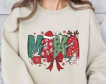 Christmas Mama Png, Coquette Bow Design (Digital Download)