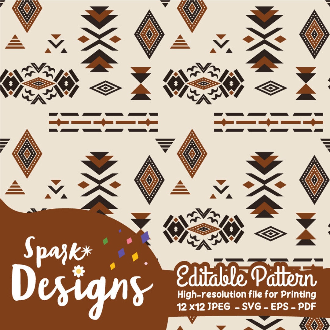 Boho Aztec Mosaic Ethnic Seamless Repeat Pattern / Fabric Design ...
